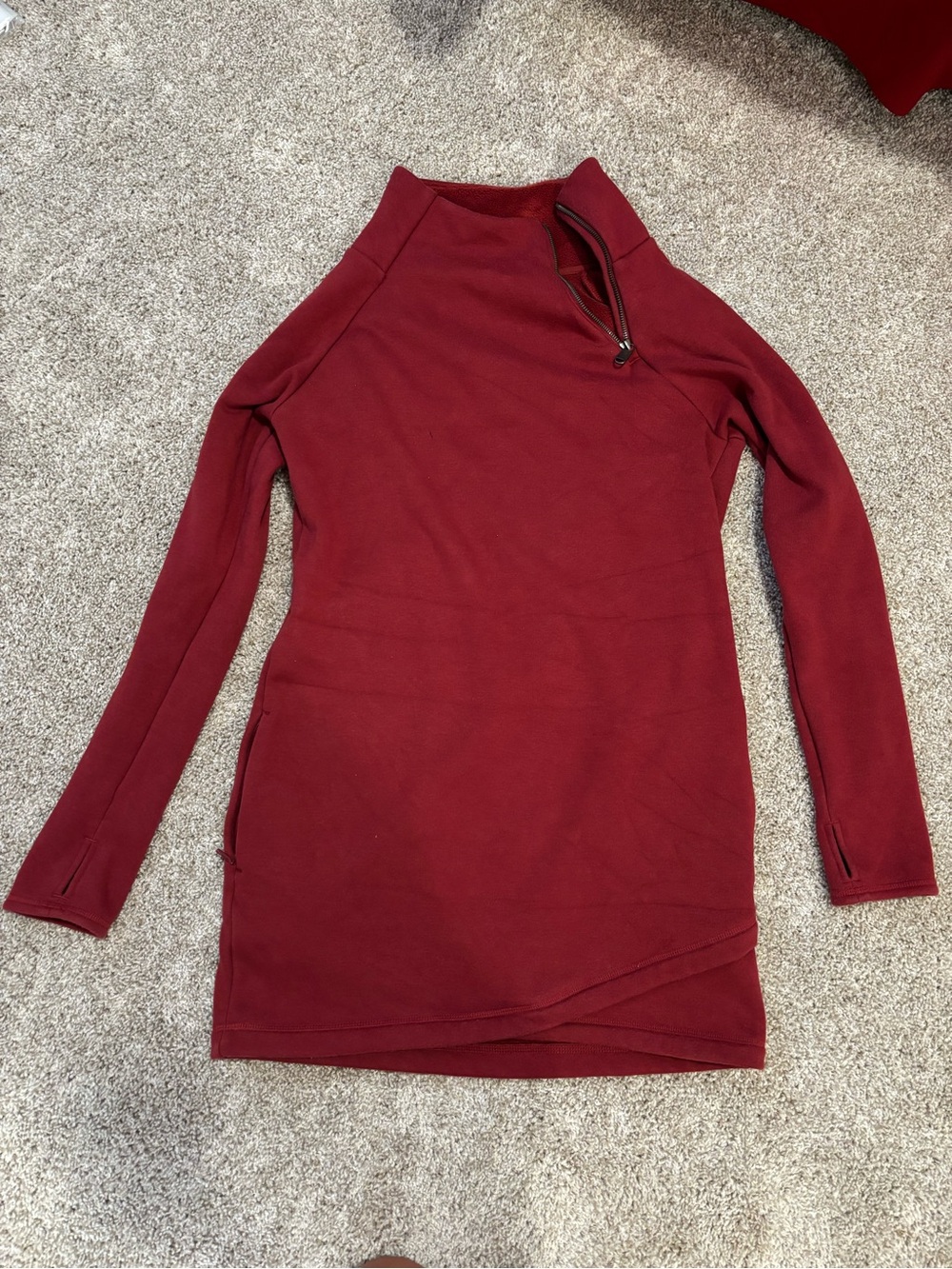 Women's burgundy Athleta cozy karma dress